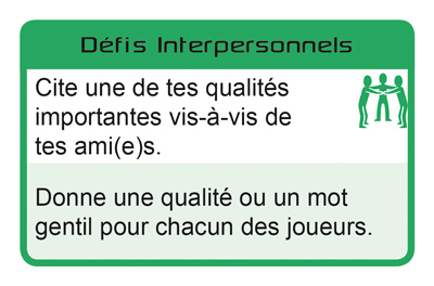 Carte Défis - Interpersonnel du jeu Talents et Intelligences Multiples