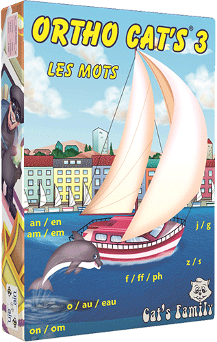 Boite du jeu Ortho Cat's 3 - Les mots de Cat's Family, sur l'orthographe lexicale des mots