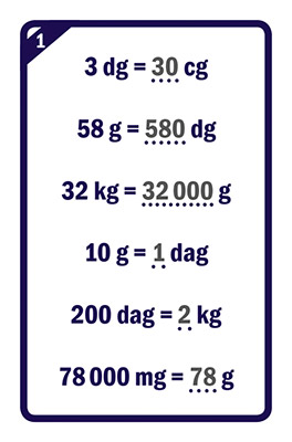 carte Défis - Masse du jeu Maths et Mesures 1 - Longueurs et masses