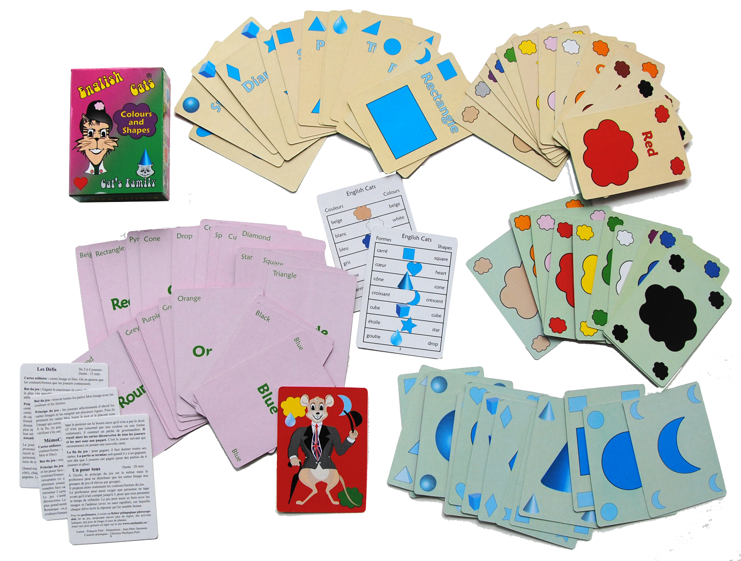 Contenu du jeu English Cats - Couleurs et formes de Cat's Family, pour apprendre et maitriser les couleurs & formes