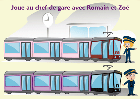 Plateau de jeu Les trains, pour le jeu Les confusions visuelles m/n de Cat's Family, sur les confusion des sons