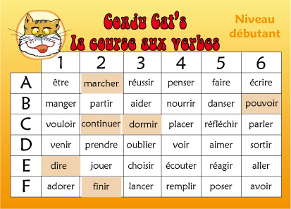La course aux verbes de Cat's Family, sur l'apprentissage de la conjugaison française
