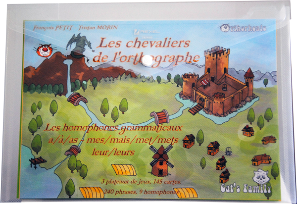 Boite du jeu Les chevaliers de l'orthographe - 1  de Cat's Family, sur les homophones grammaticaux