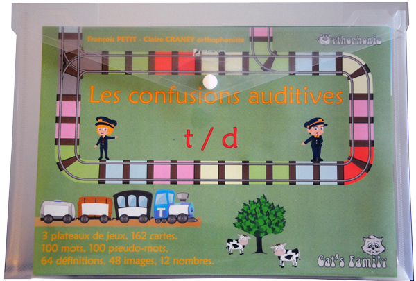 Boite du jeu Les confusions auditives t/d de Cat's Family, sur les confusion des sons