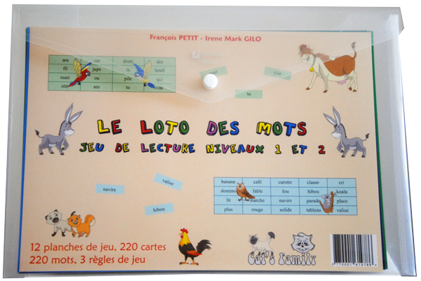 Boite du jeu Loto des mots - Niveaux 1 et 2 de Cat's Family, sur la lecture de mots