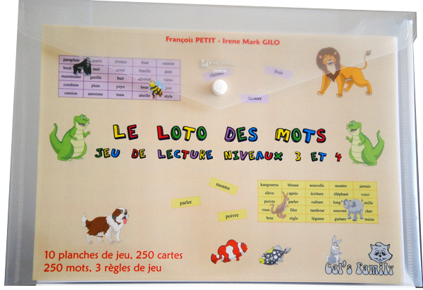 Boite du jeu Loto des mots - Niveaux 3 et 4 de Cat's Family, sur la lecture de mots