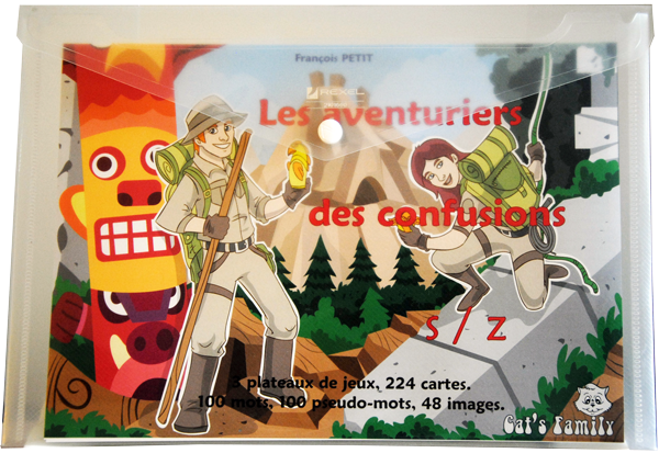 Boite du jeu Les aventuriers des confusions s/z de Cat's Family, sur les confusion des sons