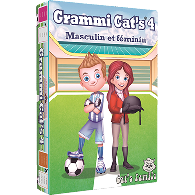 Grammi Cat's 4 - Masculin et féminin, jeu de cartes en français sur la lecture de mots masculins et féminins