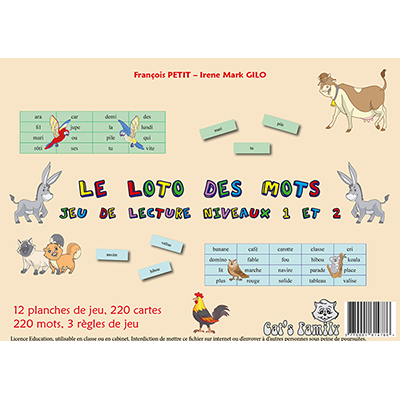 Le loto des mots - Niveaux 1 et 2, jeu sur la lecture de mots